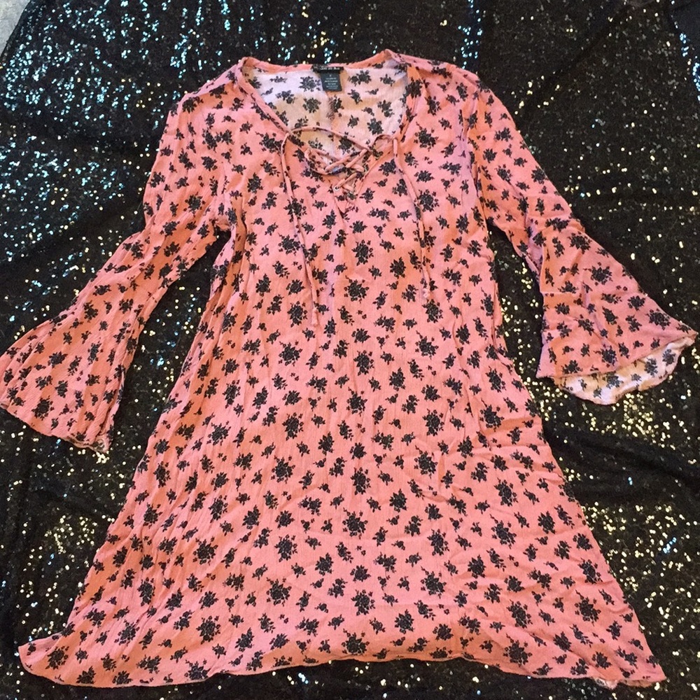 Pink and black floral dress